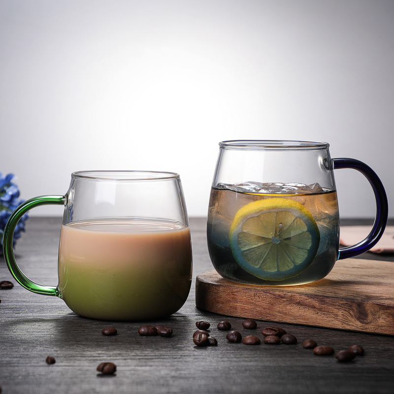 Kaffekopp i nordeuropeisk stil färgstarkt handtag kopp juice mjölkkopp värmebeständig blomma vin öl glas tekopp