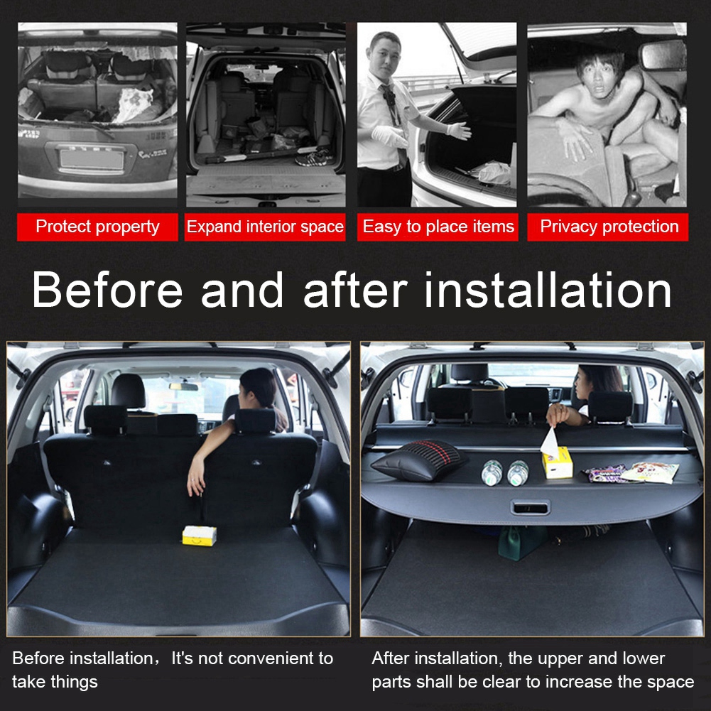 Car Interior Cargo Cover Trunk Cover Luggage Carrier Curtain with Pull Buckle Fit For Toyota Corolla Cross