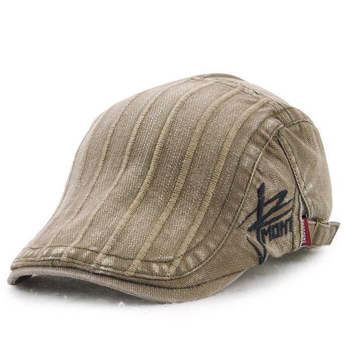 [jamont] afslappet mænd cap visir stribede baretter hat bomuld gorras flade hætter retro stil casquette