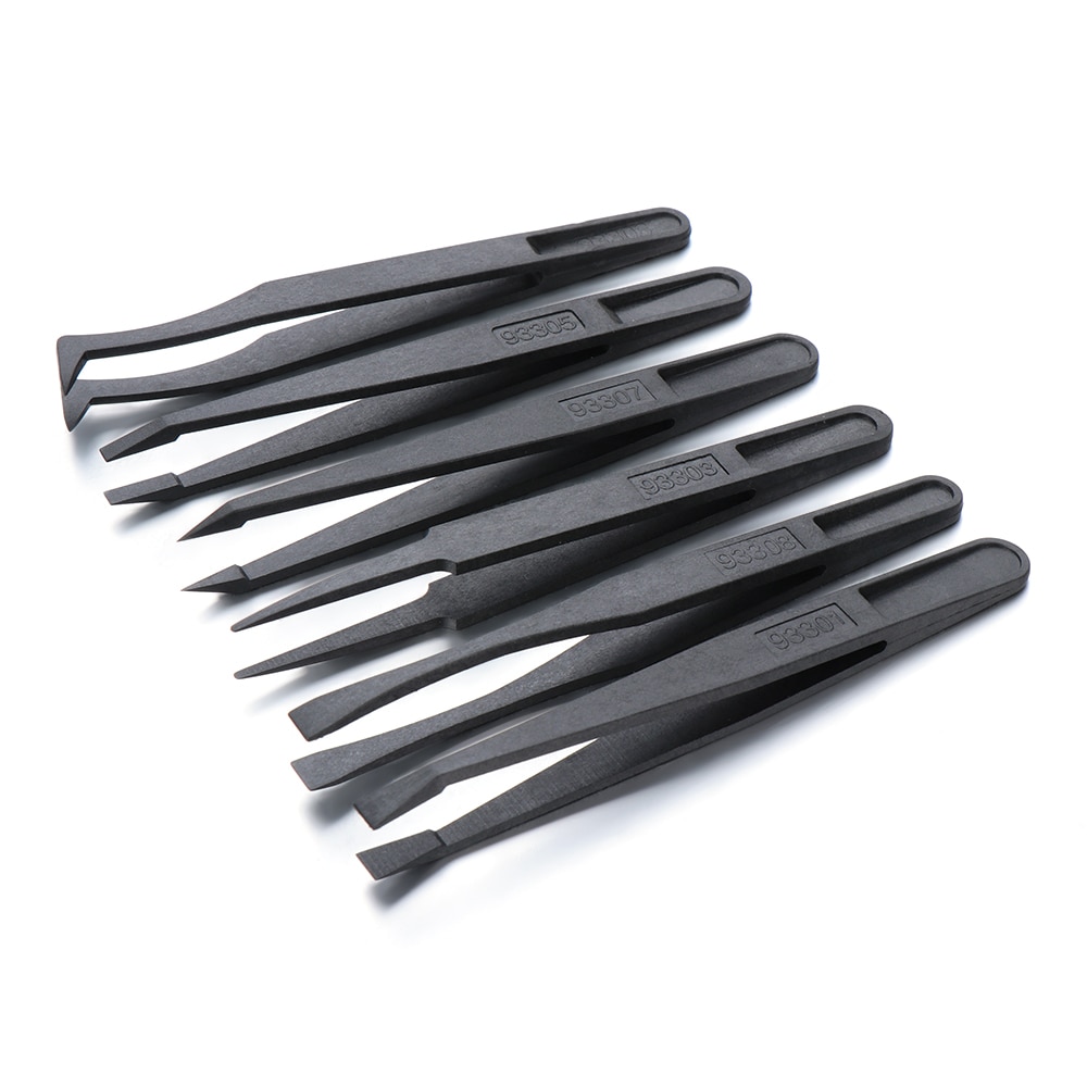 1Pc Zwart Plastic Tweezer Voor Graft Valse Wimpers Anti Statische Elektronische Industriële Onderhoud Wimpers Nail Beauty Tools