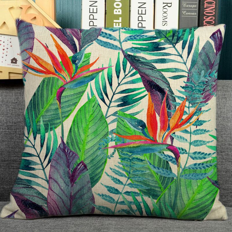 18 "Tropische Bladeren Gezellige Bank Kussen Thuis Decoratieve Kussen Met Tropische Palm Monstera Bladeren Print Voor Zomer Groen Decor: n4 28