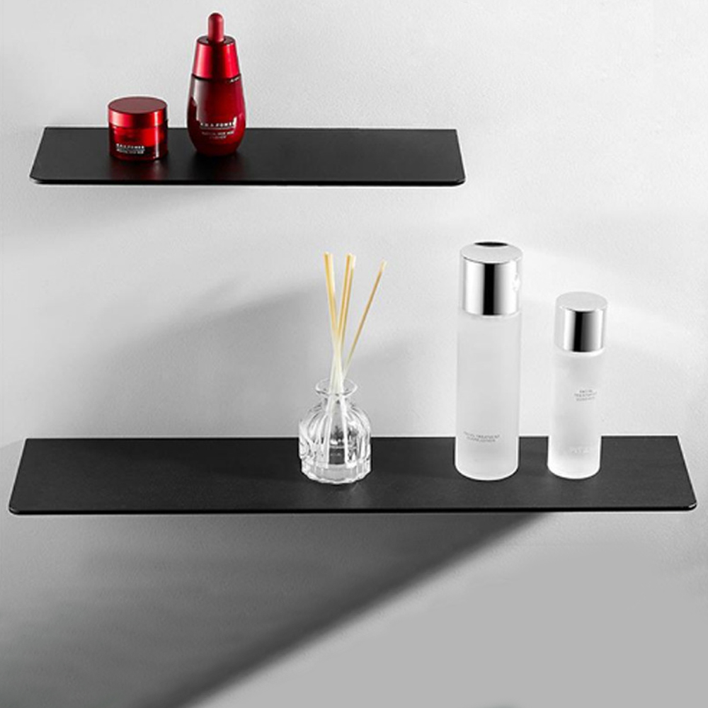 Pequeña estante flotante de pared de metal: estante de pared de metal, estante flotante negro, estante de baño pequeño, estantes de exhibición para almacenamiento de pared