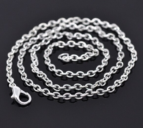 DoreenBeads 12 Silver color Lobster Clasp Cable Link Chain Necklaces 18" B12716 (B12716), yiwu