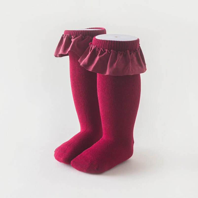 Flanela do vintage rendas meias crianças Primavera outono meninas da criança tornozelo meias meias esportivas de algodão meninas da escola elegante material do bebê Natal: red / 0 to 3T