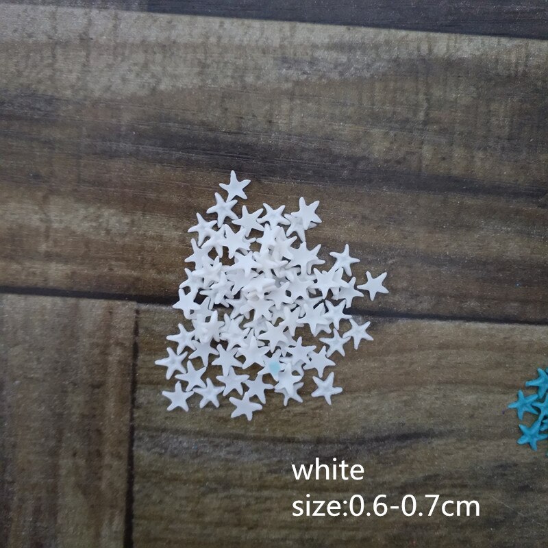 20 st/lot 7 färgmix mini sjöstjärna 0.6-0.7cm hantverksdekoration färgglad harts havsstjärnor gör-det-själv-inredning bröllopsfest liten nagelpinne: Vit