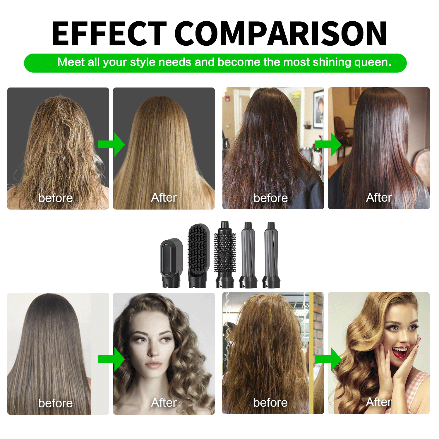 Elektrische Haar Roterende Borstel Haardroger Föhn Blow Haar Krultang Styling Tools 5 In 1 Air borstel