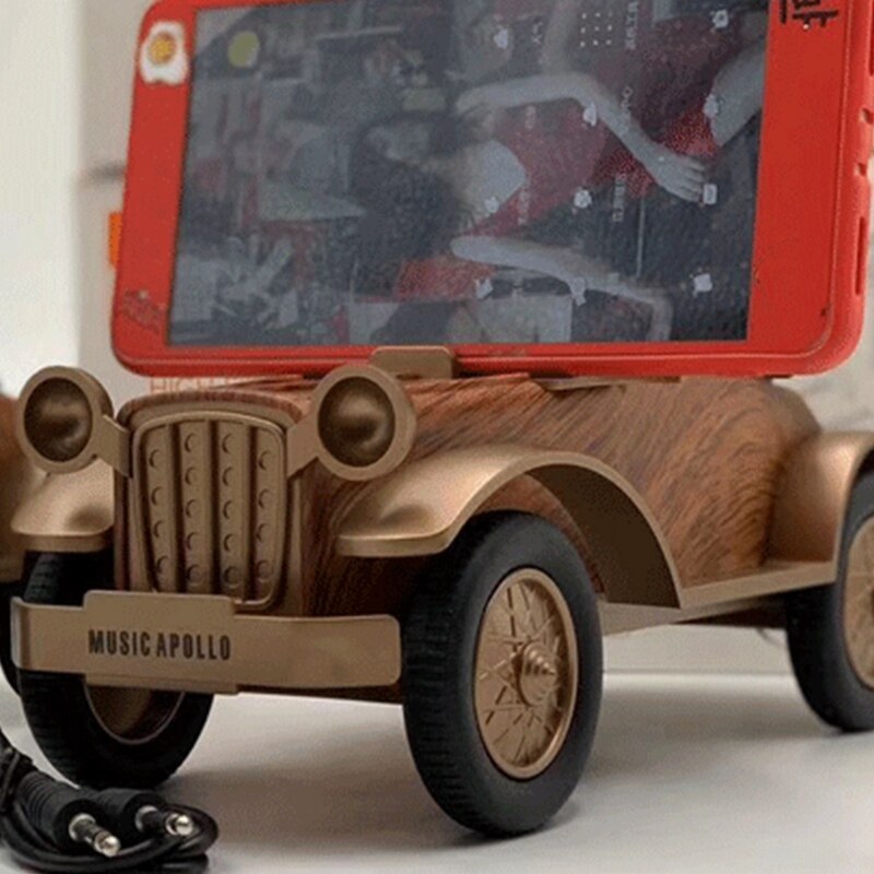 Classic Car Bluetooth Speaker Retro Wood Grain Bluetooth Speaker Radio Portable Mobile Phone Stand Mini Speaker