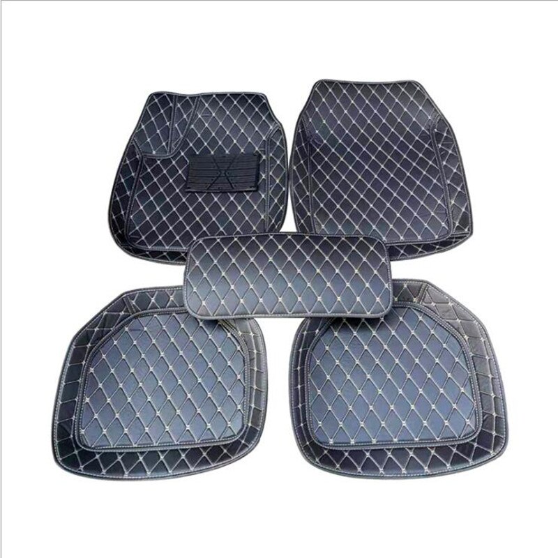 Auto car carpet foot floor mats For volkswangen polo sedan touran 2005 vw passat b5 golf 6 sharan car mats: Black Beige lines