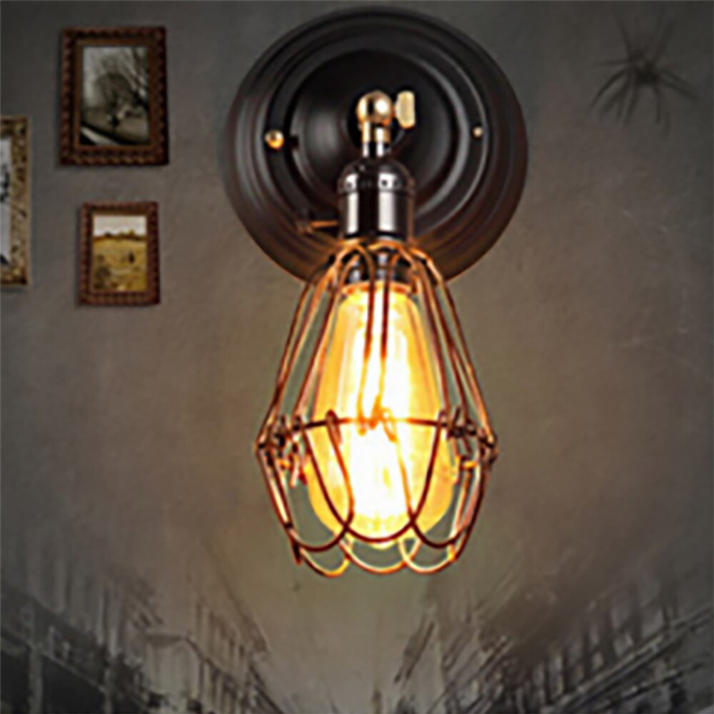 Vintage pendel pære  e27 hængende lamper retro metal lampeskærm moderne bur køkken industriel indendørs belysning 2 farver