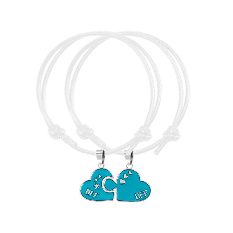 BFF Friendship Jewelry Bracelet 2 Piece Set Leather Cord Pendant Men And Women Heart Shape Alloy Best Friend: SL208-D