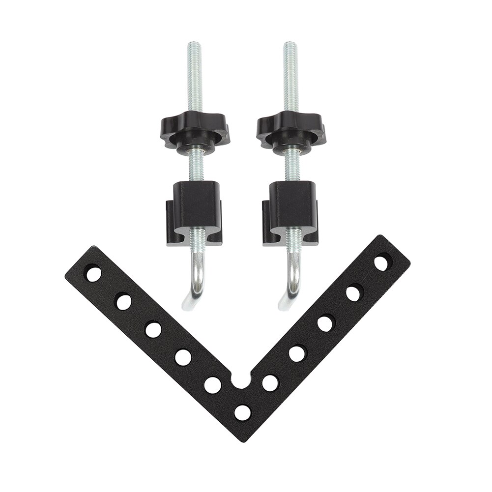 Aluminum Alloy Woodworking Right Angle Ruler Right Angle 90 Degrees L-Shaped Auxiliary Fixture Positioner Clips: Black