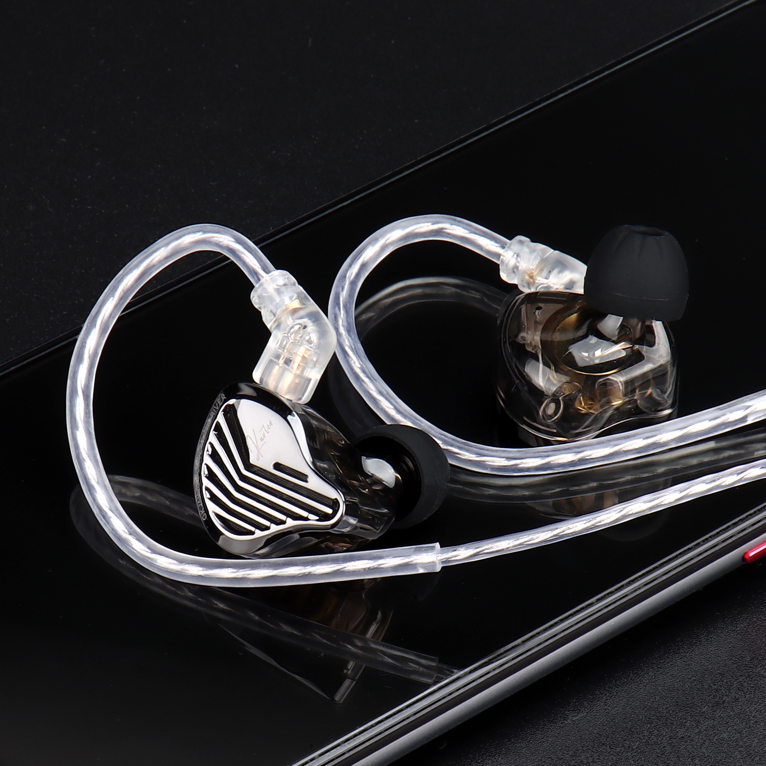 GK KUNTEN HiFi Bedrade Koptelefoon Zware Bas 3.5mm Type-C Dual Zilveren Kabel In-Ear Oordopjes met Microfoon voor Gaming Muziek PK KZ