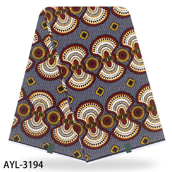 Afrikansk ægte bomuldsmateriale voksprint stof afrikansk ankara voksstof til festkjole ayl -3189-3194: Ayl -3194