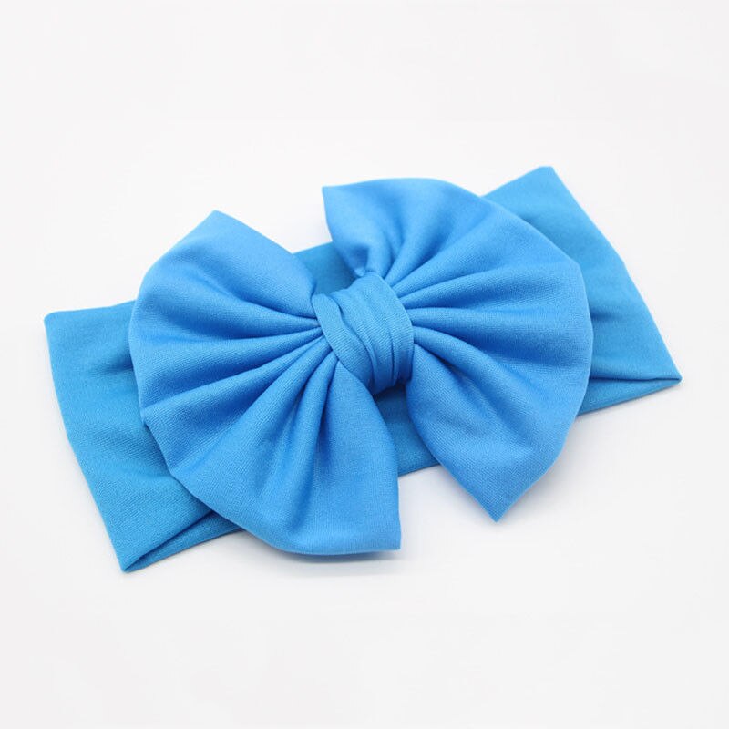 Brand One Piece Elastic Hairband Baby Girls Kid Head Band Big Bow Knot Headband Baby Girl Hair Accessories Kids: Blue