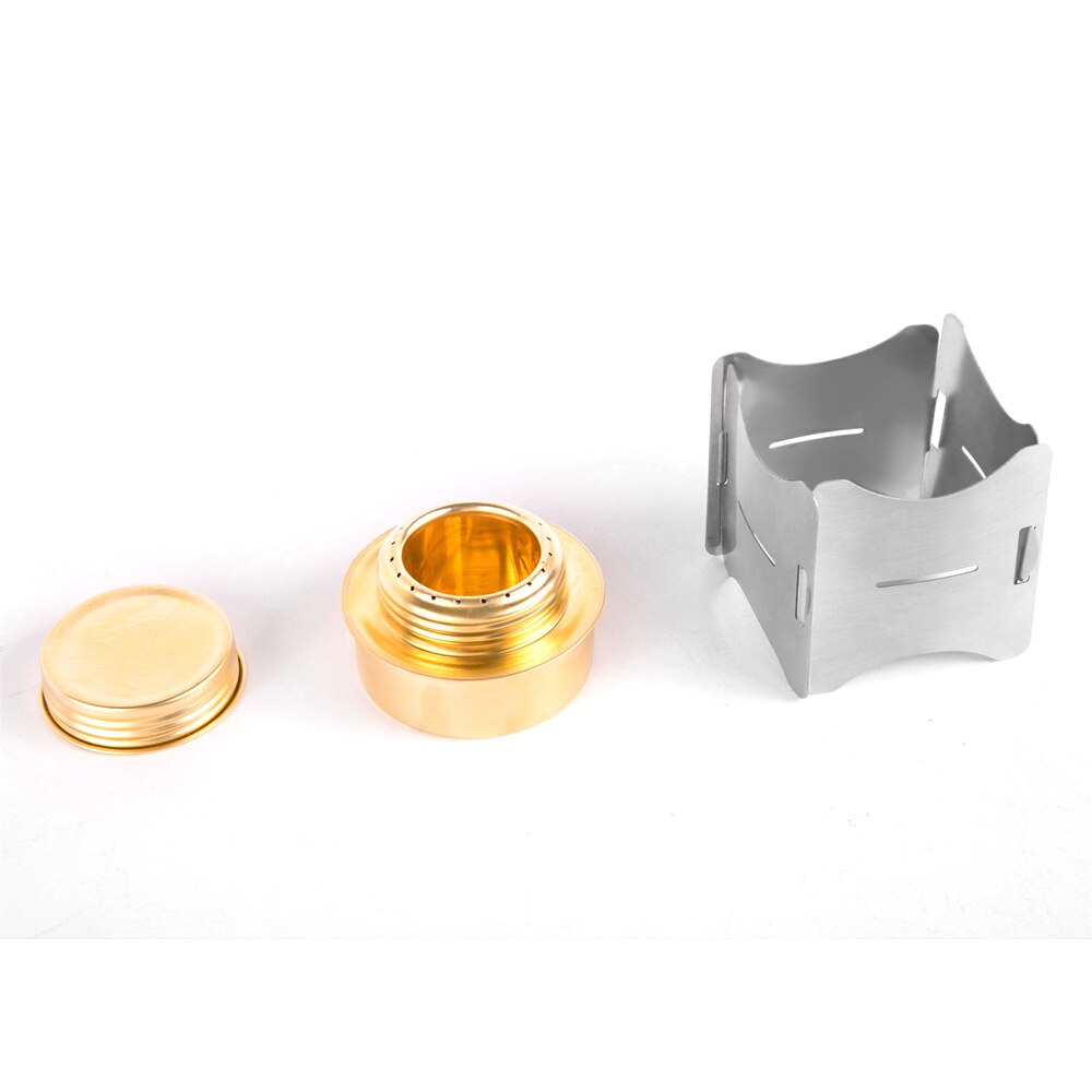 Portable Folding Stainless Steel Pot Stand with Tray Solid Fuel Stove Stand with Copper Alloy Alcohol Stove