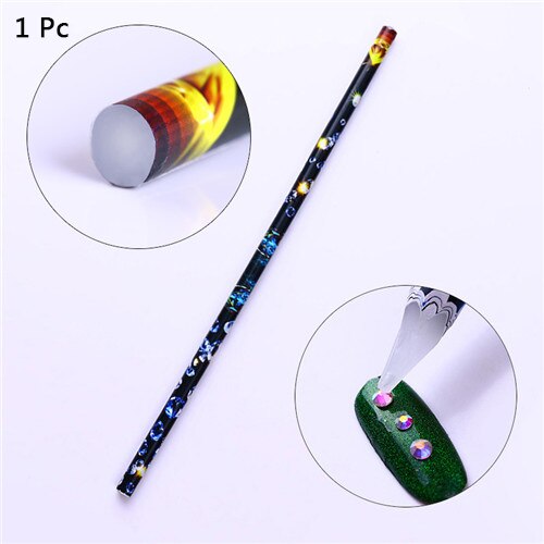 Nicole Dagboek Dual-Ended Puntjes Pen Nail Art Tool Rhinestone Studs Picker Wax Potlood Kristal Kralen Handvat: Donker Kaki