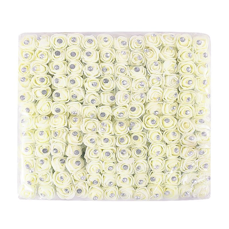 144 Stuks Mini Kunstbloemen Hoofd Met Strass Schuim Teddybeer Rozen Boeket Voor Bruiloft Home Decor Kerstkrans: Black