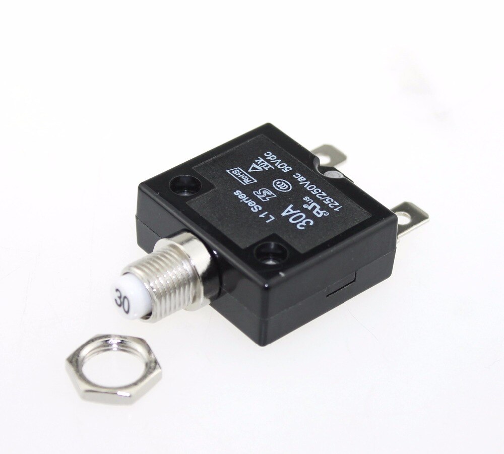 1PCS Push Button Reset 30A Manual Reset Circuit Breakers With Quick Connect Terminals For Car Boat RV