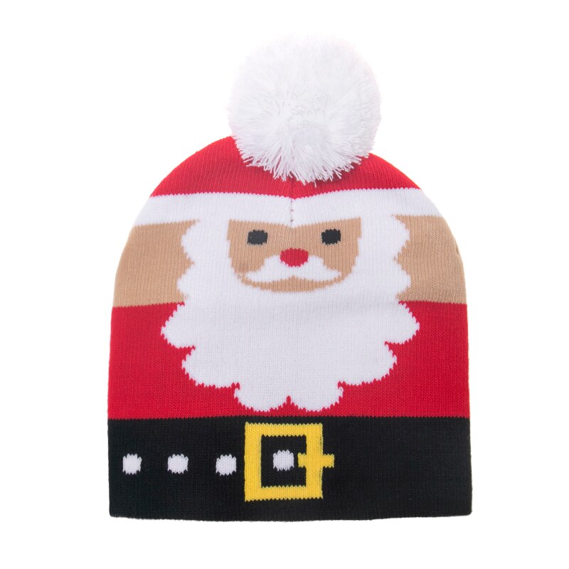 Rævmor vinter sød rød snemand snefnug jul hjorte pompon strikkede beanie hatte kasketter til børn børn dreng piger: F
