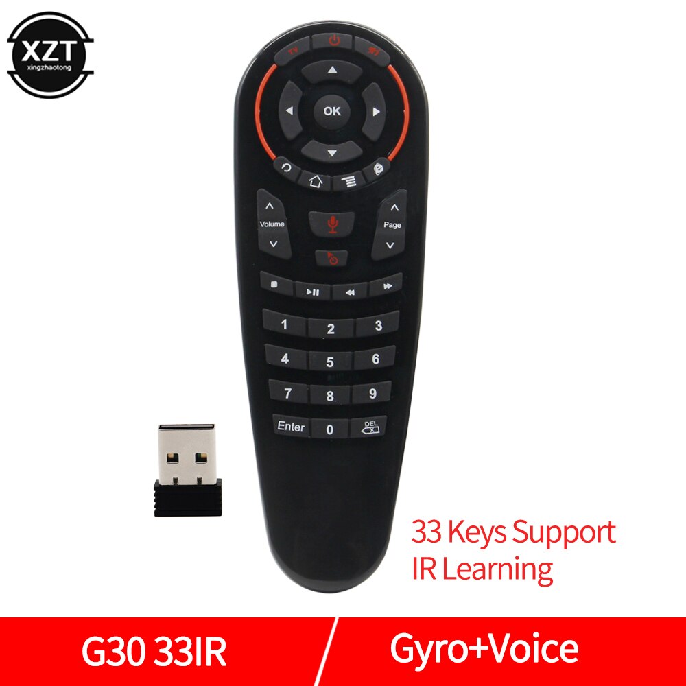 Giroscopio inalámbrico G30S 2,4G, mando a distancia inteligente por voz, 33 teclas, aprendizaje IR, para X96 mini, H96 MAX, Android Box,: G30