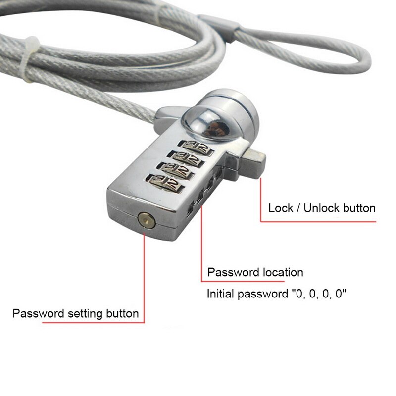 Notebook laptop combinatieslot beveiliging diefstalbeveiliging kabel voor desktops laptops en projectoren nieuwste wachtwoord computer