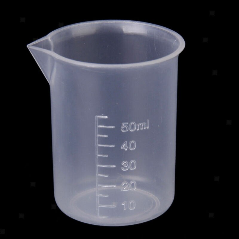 1pcs Plastic Measuring Cup Laboratory Beaker Graduated Cup Water Scale Bottle Kitchen Baking Supplies Measurement Tool.: 50ml
