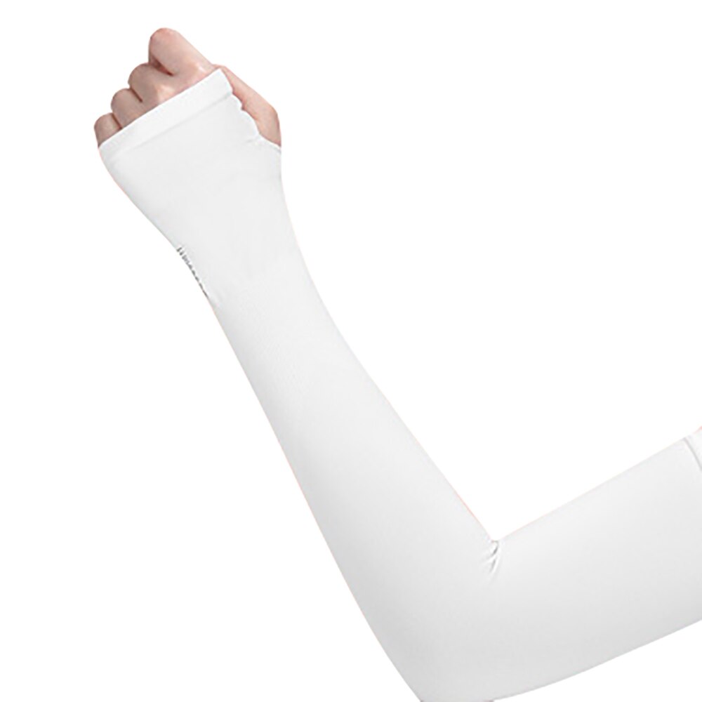 2pc lange uv-beskyttelse is silke handsker håndbeskytter ærmer arm halvfinger ærmer arm ærmer udendørs solbeskyttelse: Hvid
