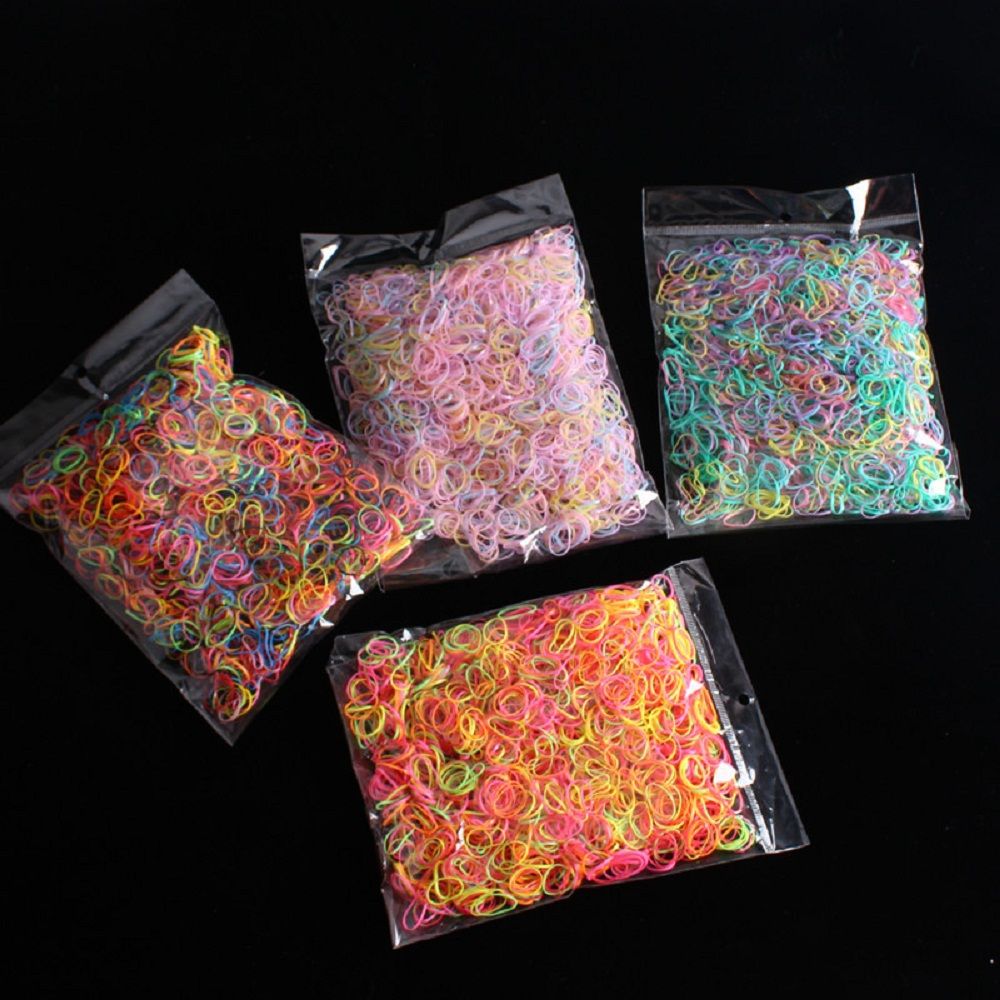2000 st/påse hår gummisnöre gummiband transparent vit 1mm genomskinlig hästsvanshållare elastisk gummi hårrep flätningsverktyg