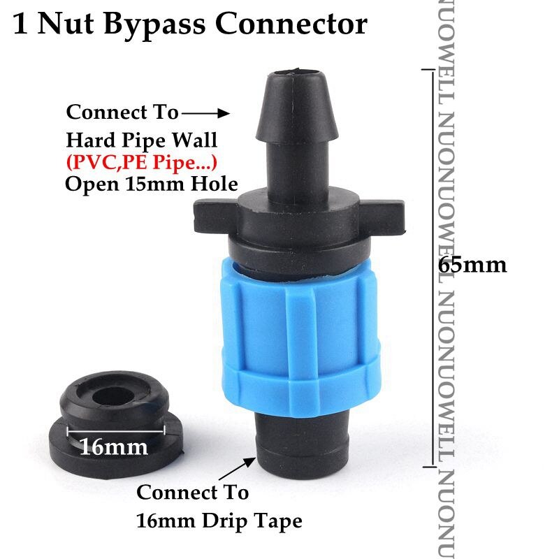 2 stücke 16mm Tropf Irrigaton Schlauch Anschlüsse Tropf Schlauch Armaturen Schloss Mutter Rohr Gelenke Micro Bewässerung System Garten Wasser stecker: 16mm 1Nut Bypass