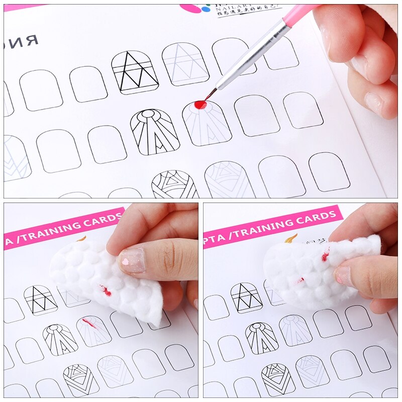 12pcs/bag Nail Art Practice Reusable Template Learning Paper Book Manicure Drawing Painting Exercise Books Tool For Manicure