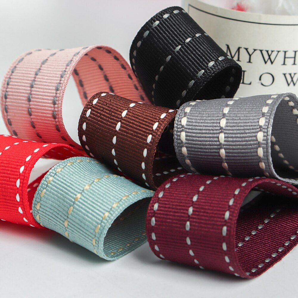 25mm 1inch Grosgrain Dotted Line Rib Ribbons Tape DIY Hairbow Bowknow Material Wedding Birthday Christmas Baking Wrapping