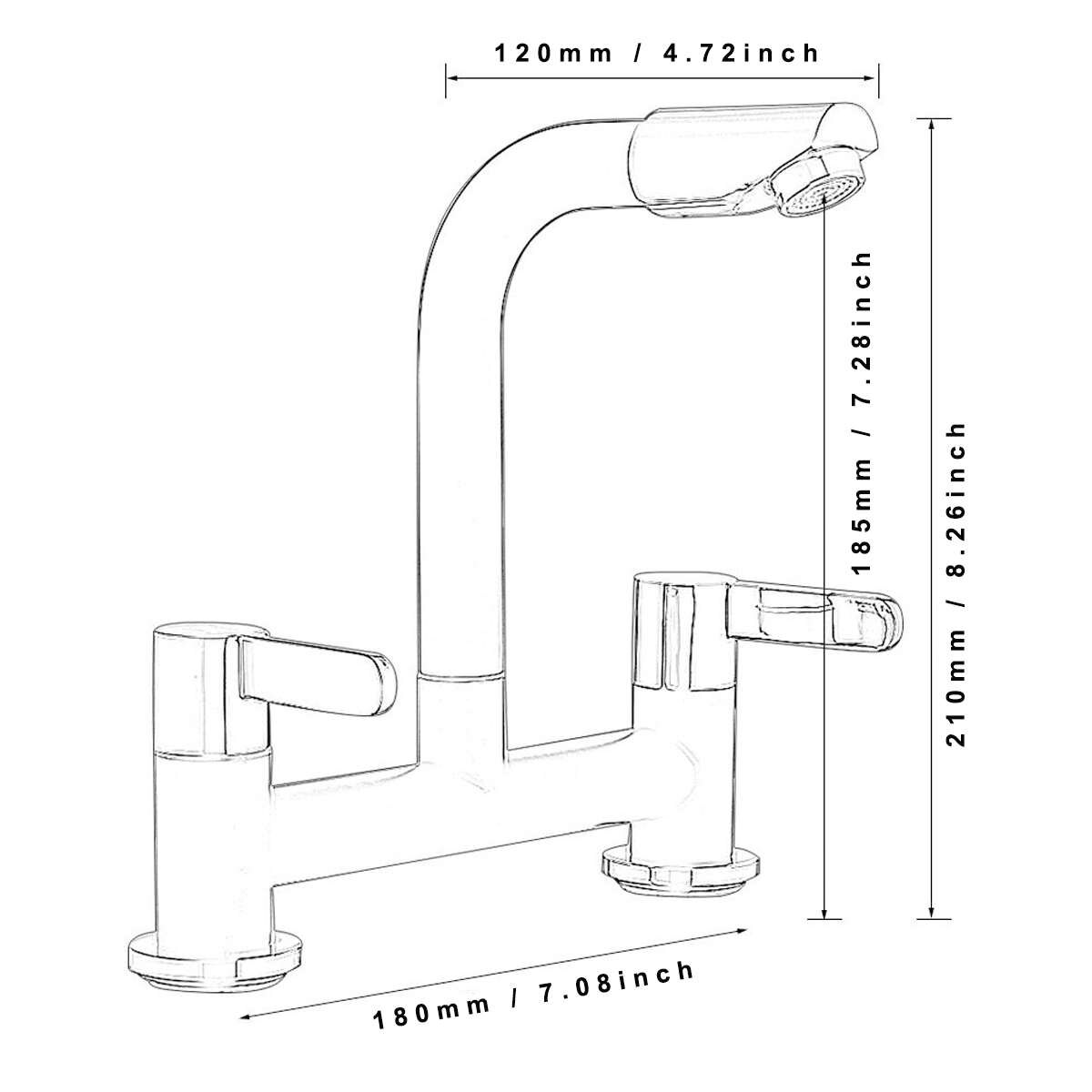 Zwarte Moderne Keuken Badkamer Basin Sink Mix Tap Bad Dual Handles Badrandcombinaties Basin Sink Mengkraan