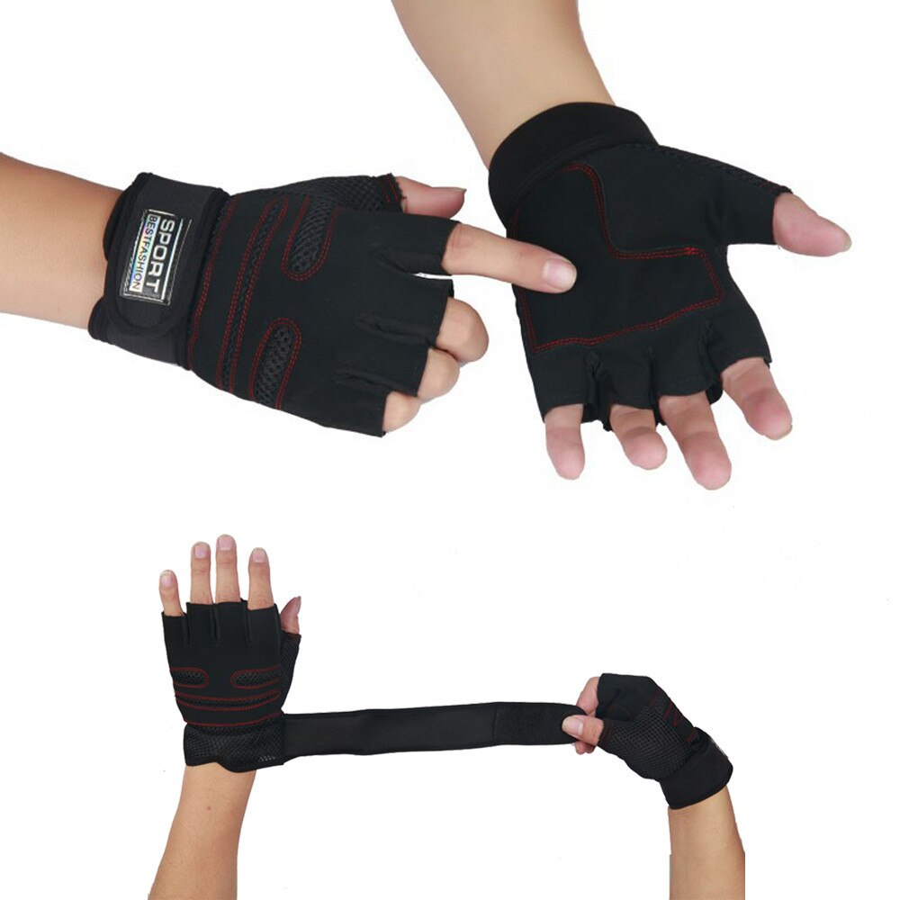 1 Paar Fitness Gym Handschoenen Met Polssteun Workout Gewichtheffen Crossfit Training Handschoenen Antislip Half-vinger Handschoenen
