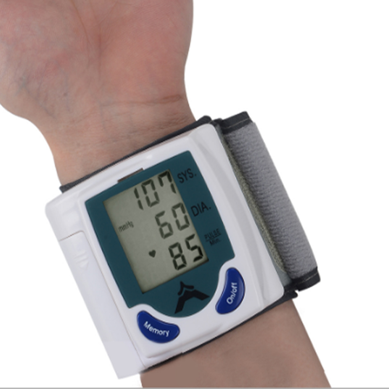 Automatisk håndled elektronisk blodtryksmåler engelsk manchet sphygmomanometer håndledsmonitor blodtryksmåling