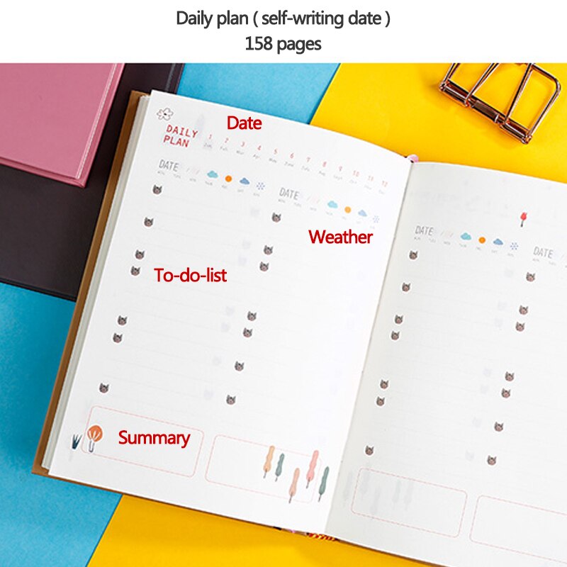 365 Days Yearly Monthly Daily Planner Organizer Notebook Stationery Diary Notebook School Office Supplies