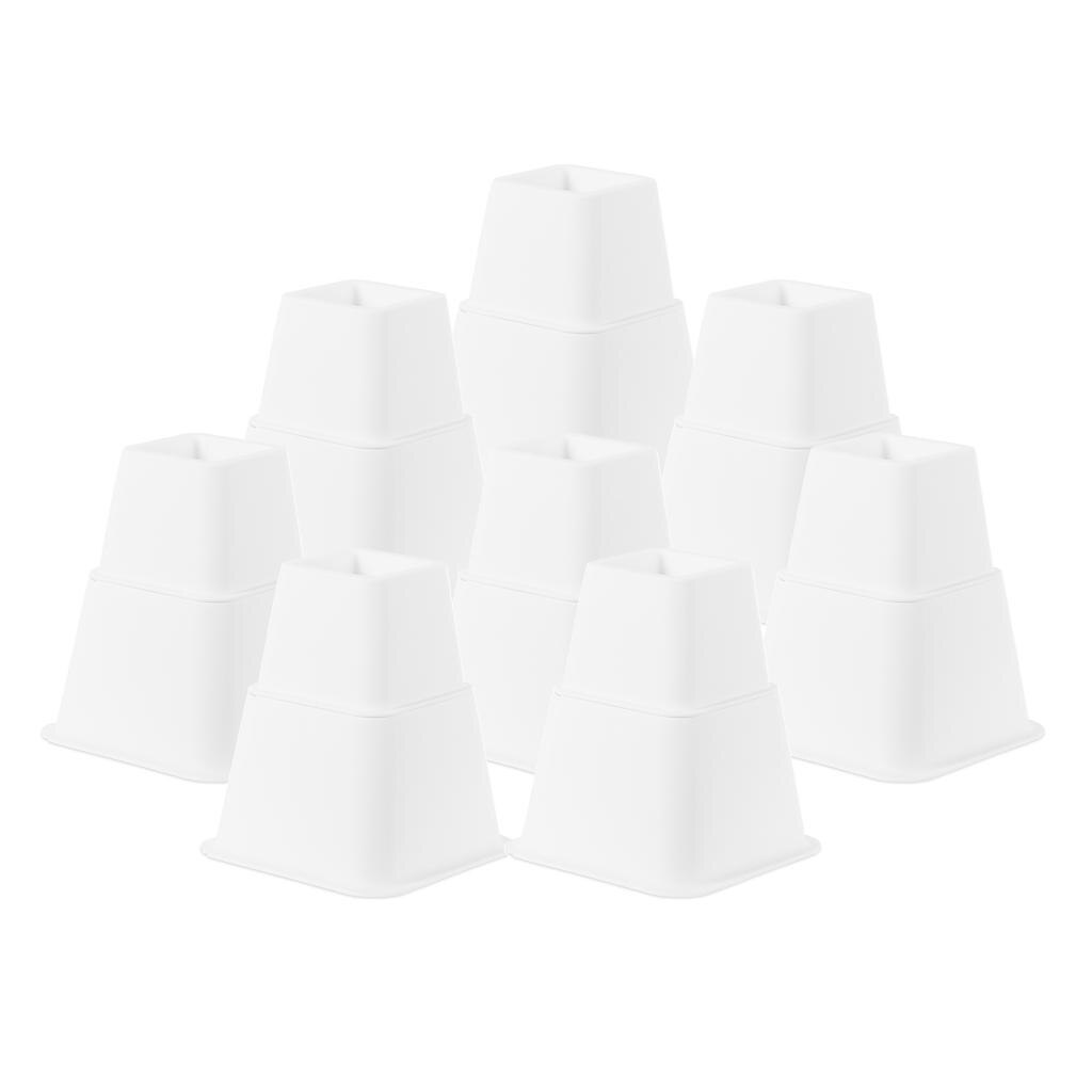 4Pieces Chair Bed Riser Lift Furniture Leg Support Base Extra Raiser Table Stand: White 8inch 8pcs