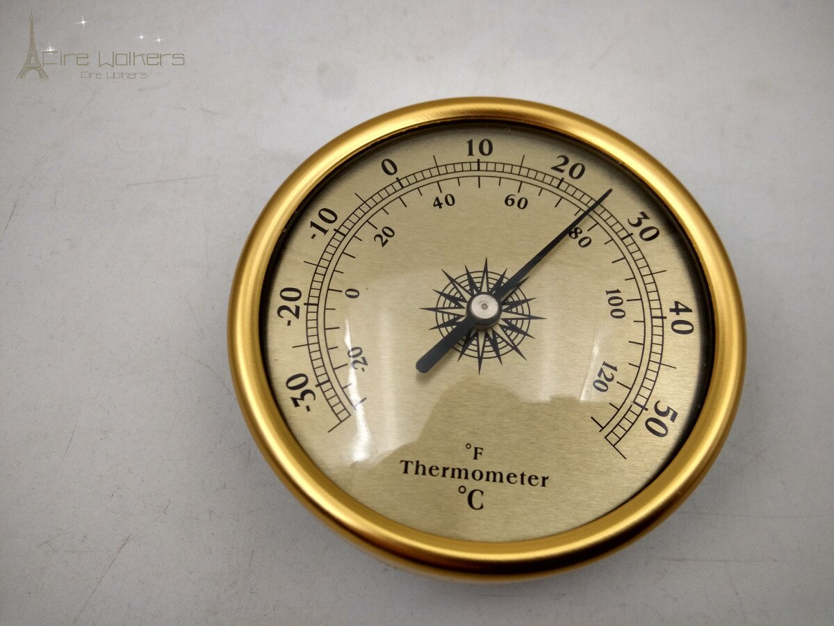 Outdoor thermometer household lead-free aluminum alloy panel, golden thermometer without battery 72mm