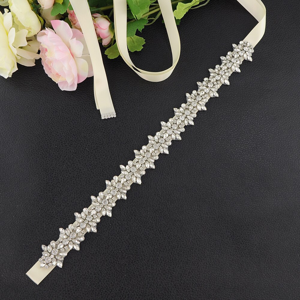 Trixy S269-S Bruiloft Riemen Zilveren Diamanten Riem Verbazingwekkende Crystal Rhinestone Riem Glanzend Bruids Riem Bruiloft Sjerpen Jeweled Riem