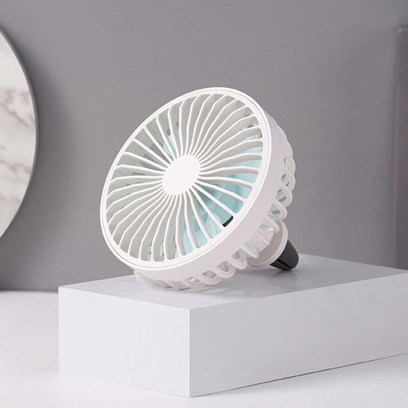 Universell färg bil luftventil fläkt med led atmosfär ljus justerbar hastighet usb power fläkt för hem bil kontor kyla sommar fläkt: Vit