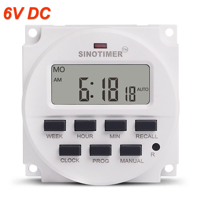 6V DC Timer switch 7 Days Programmable Time Relay with 12/24hr Format Clock Display BIG LCD 1.6 Inch: 6V Timer