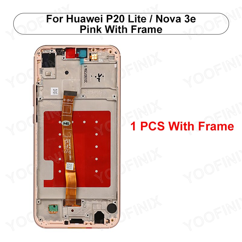 5.84&quot; For Huawei P20 Lite Display LCD Touch Screen Digitizer For Huawei Nova 3e LCD ANE-LX1 ANE-LX2 Display Replacement Parts: Pink With frame
