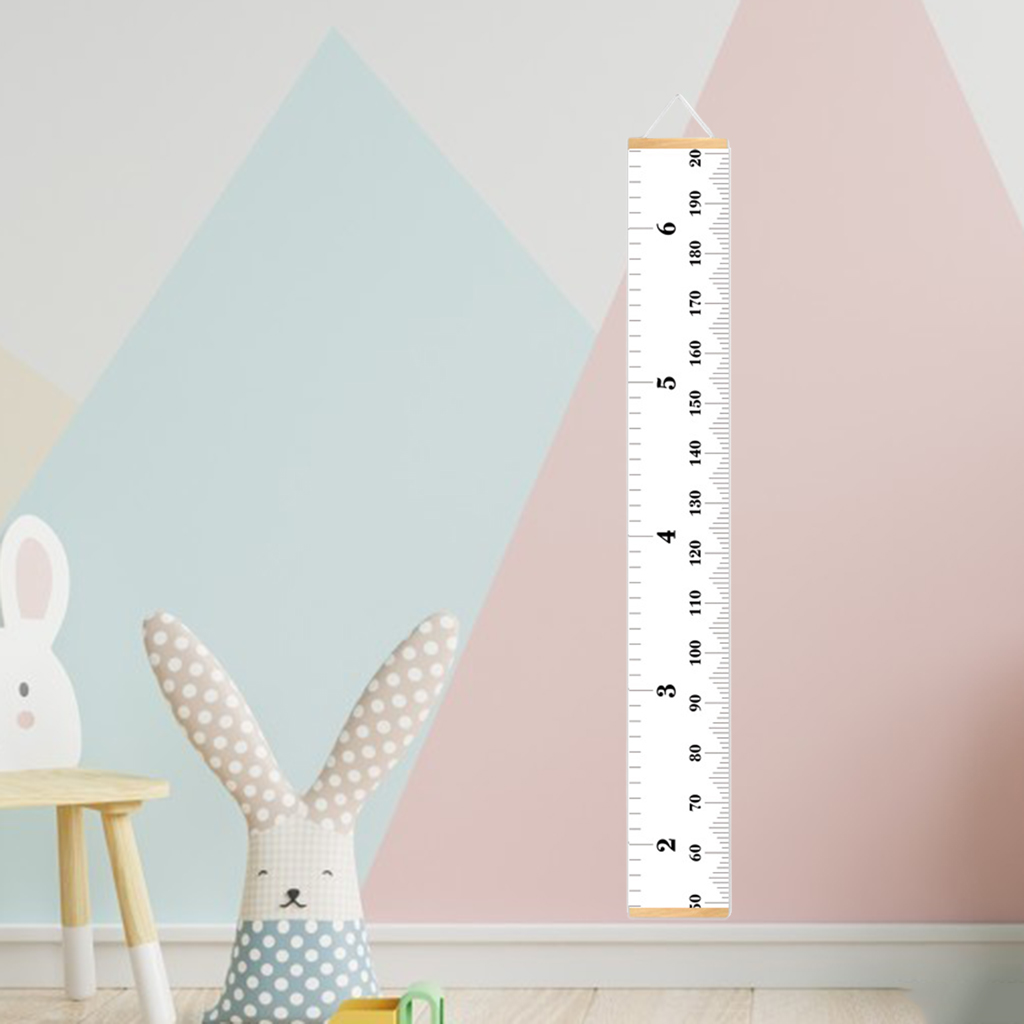 Wood Frame Canvas Baby Growth Chart Ruler Boys Girls Measuring Chart Decor
