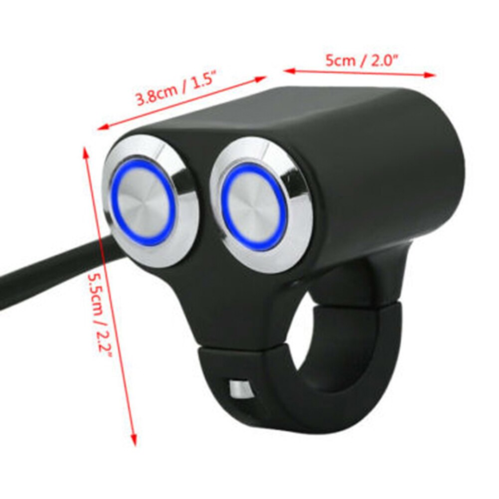 25mm motorcykel styr manuell retur knapp led-lampa kontrollbrytare