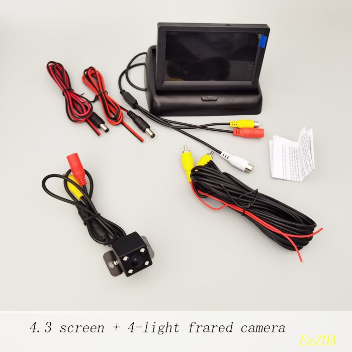 Car Monitor 4.3 inch Foldable TFT LCD Display Rear View Reversing Camera Mirror Parking Assistance Rearview Monitors NTSC PAL: 4.3screen 4 infrared