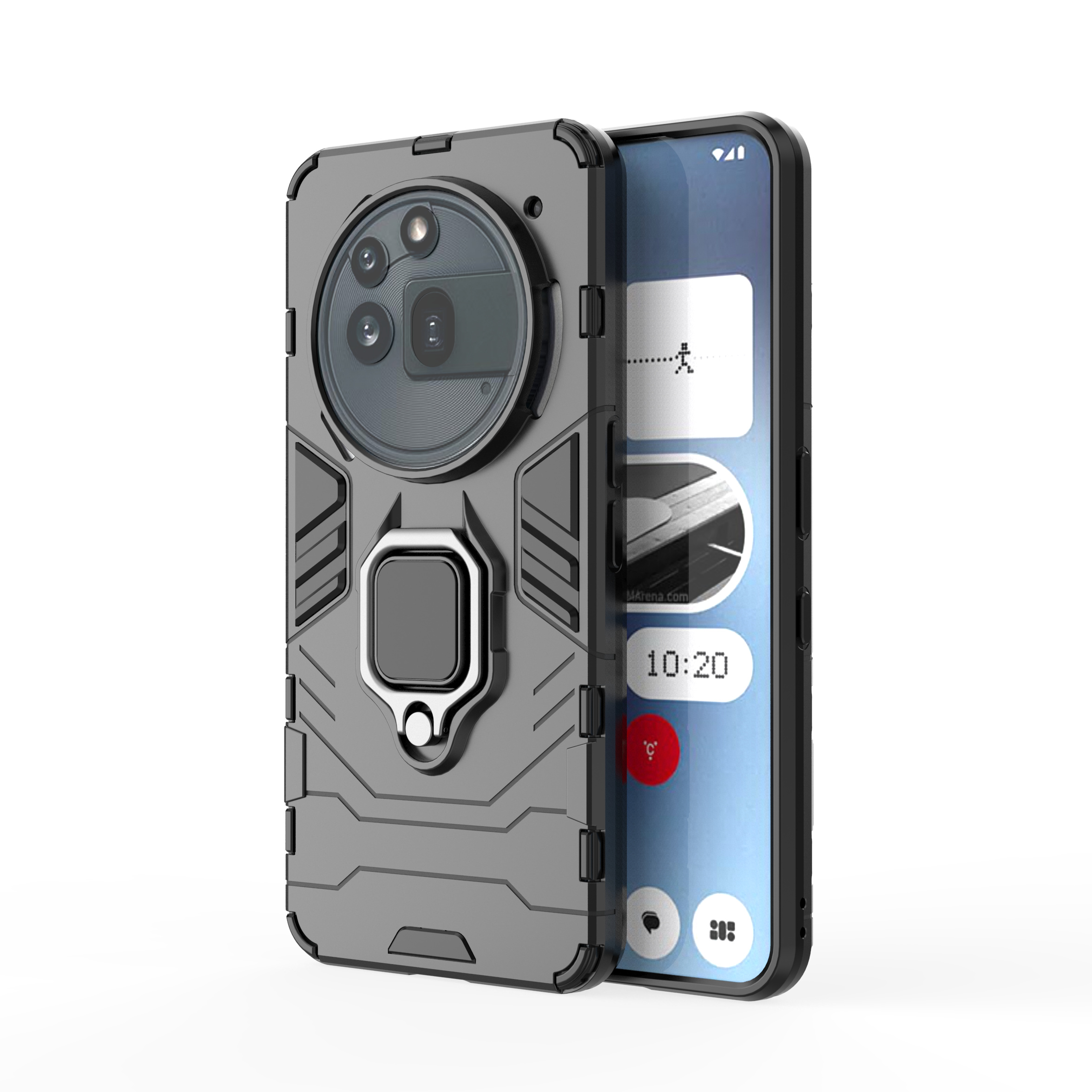 Stand Ring Armor Case für Nothing Phone 3A Pro 2a Plus Phone2a Phone3a Hard Strong Phone Zubehör: Aluminium / Black