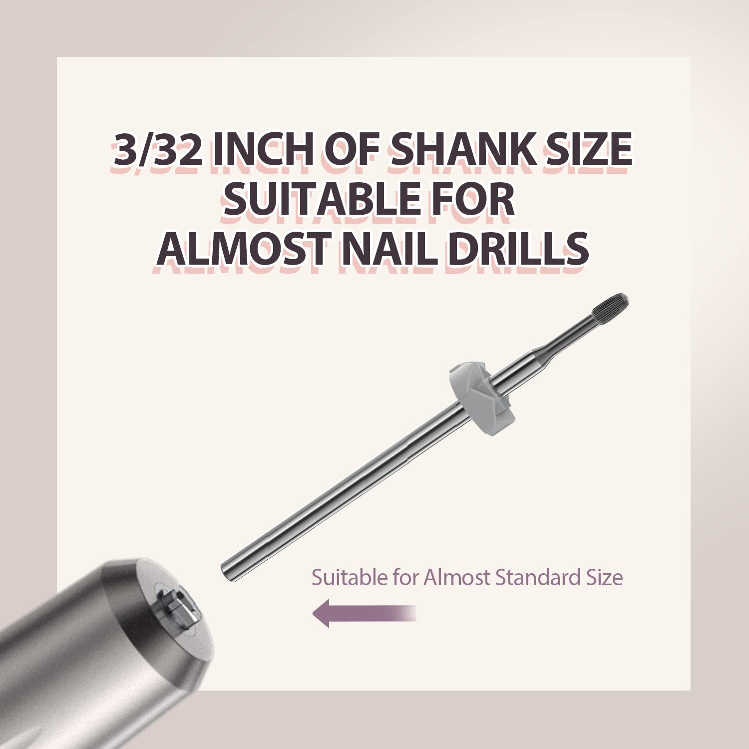 Tungsten Carbide Nail Drill Bits for Cuticle Clean, 3/32&quot;(2.35MM) Safety Cuticle Bit for Electric Drill Machine