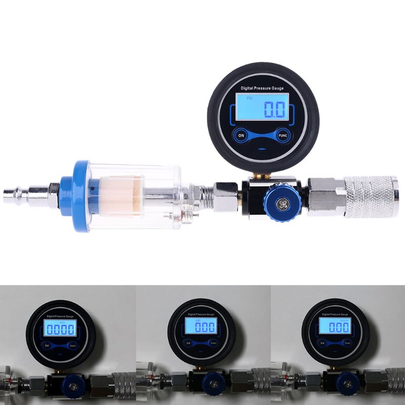Digitale Spray-Gun Olie Water Separator Spray Pneumatische-Gun Air Regulator Gauge Fitting Met Drukregelaar