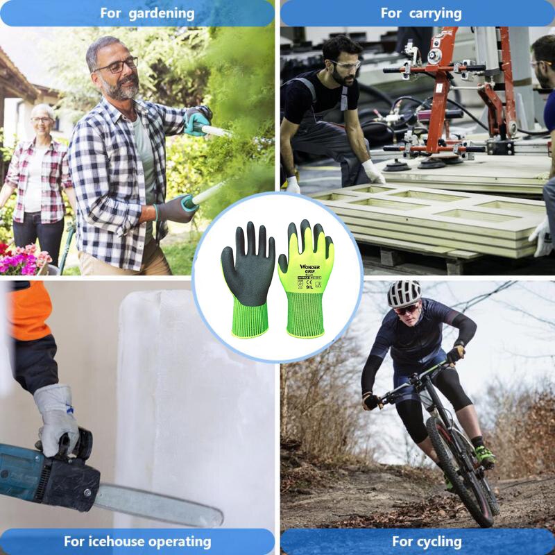 Wonder Grip Bouw Handschoenen Loodgieter Rode Nylon Shell Zwarte Nitril Sandy Coating Arbeidsveiligheid Handschoenen Mannen Werken Handschoenen