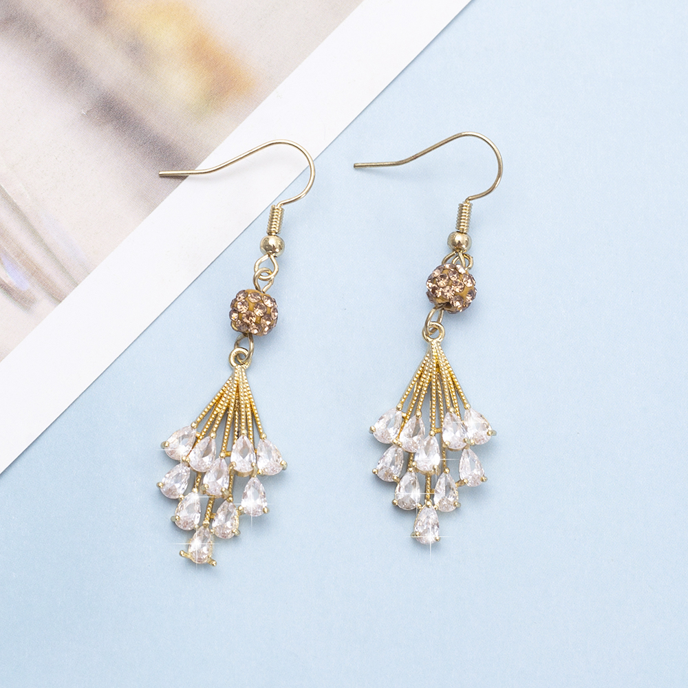 Rhombus Dangle Zircon Earrings For Women Luxury Crystal Trend Vintage Style Girls Jewelry