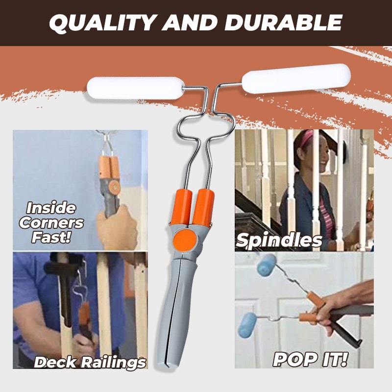 Paint Rollers Double Dual Paint Roller Adjustable Paint Brush Wall Fencing Corners Furniture Pipe with 4 Sponges Paint Gadgets